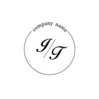 Initial IT logo monogram letter minimalist vector