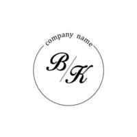 Initial BK logo monogram letter minimalist vector