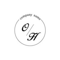 Initial OH logo monogram letter minimalist vector