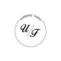 Initial UF logo monogram letter minimalist vector