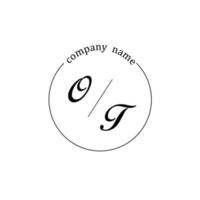 Initial OT logo monogram letter minimalist vector