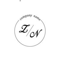 Initial ZN logo monogram letter minimalist vector
