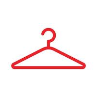 eps10 red vector clothes hanger line art isolated on white background. coat hanger symbol in a simple flat trendy modern style for your website design, logo, pictogram, UI, and mobile application