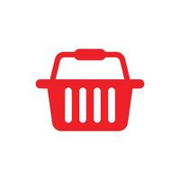 eps10 red vector shopping basket solid icon isolated on white background. online shop symbol in a simple flat trendy modern style for your website design, logo, pictogram, and mobile application