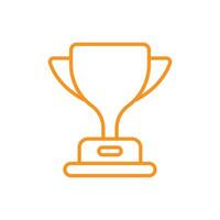 eps10 orange vector trophy cup line icon isolated on white background. winner trophy symbol in a simple flat trendy modern style for your website design, logo, pictogram, UI, and mobile application