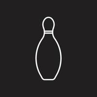 eps10 white vector bowling pin line icon isolated on black background. bowling skittle symbol in a simple flat trendy modern style for your website design, logo, pictogram, and mobile application