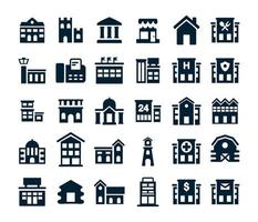 Building icon set collection vector