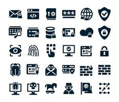 Cyber security icon set collection vector