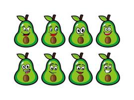 icono de vector de colección de personajes de aguacate de dibujos animados