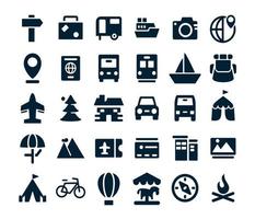 colección de conjunto de iconos de viajes y turismo vector