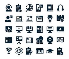 vector de colección de conjunto de iconos de e-learning