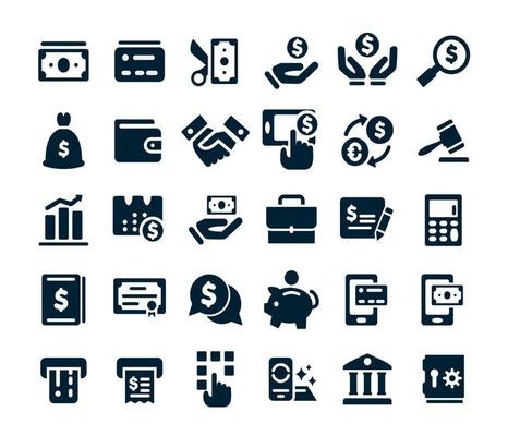 Money and banking icon set collection