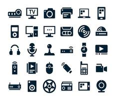 Multimedia icon set collection vector