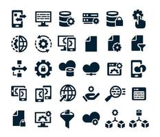 Data processing icon set collection vector