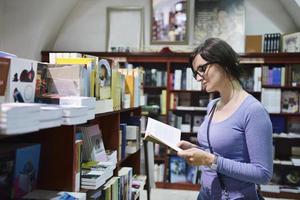 female in library photo