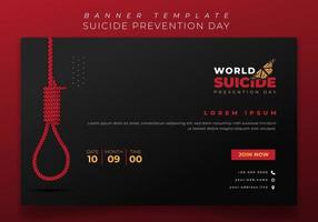 Black Banner template design with red rope illustration for suicide prevention day design vector