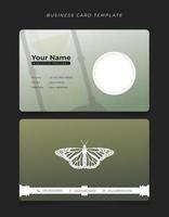 Id card or business card template with flying butterfly in back for employee identity design vector