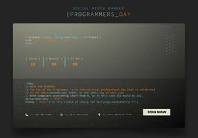 Banner template with black transparent keyboard design for international programmers day design vector