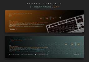 plantilla de banner con diseño de teclado en fondo degradado para el diseño del día de los programadores vector