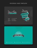 ID card or Business card template in green gray background for coffee shop employee identity design vector