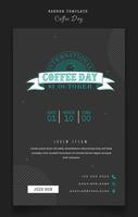 Banner template in gray portrait background for coffee day campaign or advertisement design vector