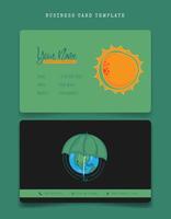 Business card template with earth and sun in cartoon design for employee identity design vector