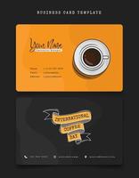 ID card or business card template with coffee and lettering for coffee shop employee identity design vector