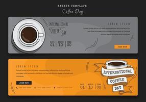 Banner template in landscape design with grey and yellow background for coffee day campaign design vector