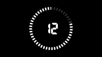 15-Sekunden-Animation von 15 auf 0 Sekunden. modernes flaches Design mit Animation auf dunklem Hintergrund. 4k. video