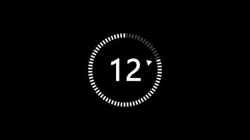 15-Sekunden-Animation von 15 auf 0 Sekunden. modernes flaches Design mit Animation auf dunklem Hintergrund. 4k. video
