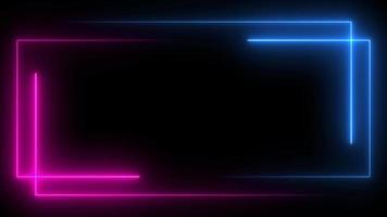 Square rectangle picture border with neon line. footage video effect seamless loop. 4K