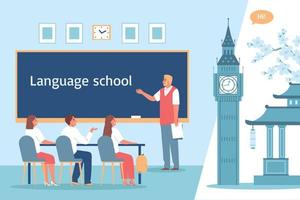 Language Courses Flat Composition vector