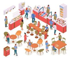Food Court Isometric Concept vector