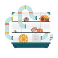 Hamster Three Level Cage Illustration vector