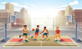 cancha de baloncesto de dibujos animados vector