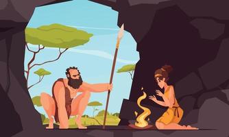 ilustración de personas prehistóricas vector