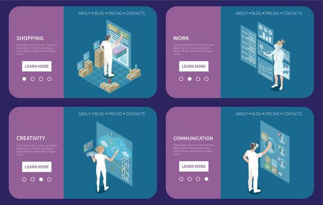 Metaverse Isometric Banners Set