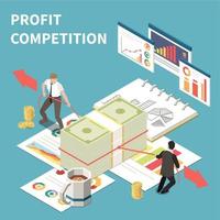 Profit Competition Isometric Background vector