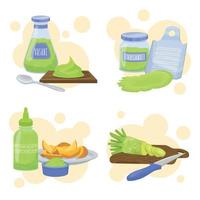 Wasabi Cooking Flat Compositions vector