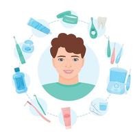composición redonda de higiene dental
