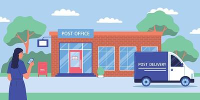 composición coloreada de la entrega de la oficina de correos vector