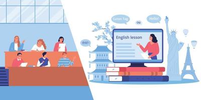 Language Course Flat Composition vector