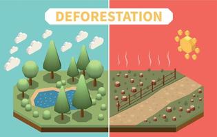 Deforestation Isometric Composition