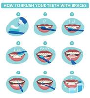 Brushing Teeth Braces Set vector