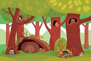 Forest Animals Cartoon Background vector