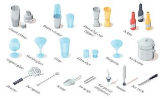 Bartender Isometric Set vector