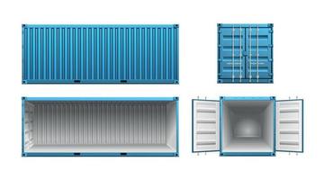 Realistic Cargo Container Set vector