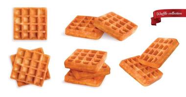 Delicious Waffle Realistic Set vector