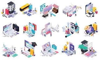 International Tourism Isometric Set vector