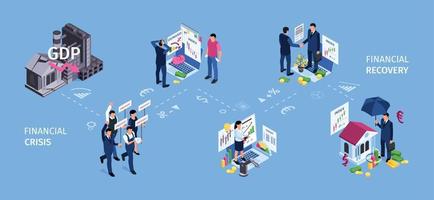Business Crisis Isometric Composition vector
